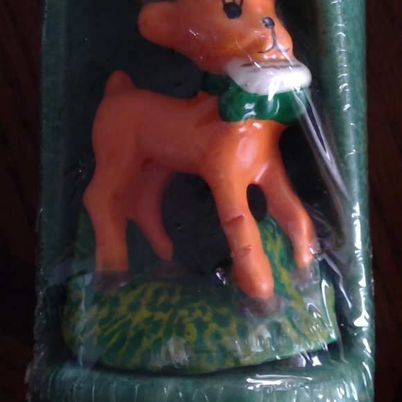 Christmas Pillar Candle with Reindeer - unopened, Green - Picture 5 of 8